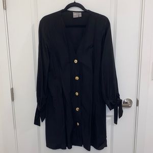 Black, long-sleeve, linen ASOS dress